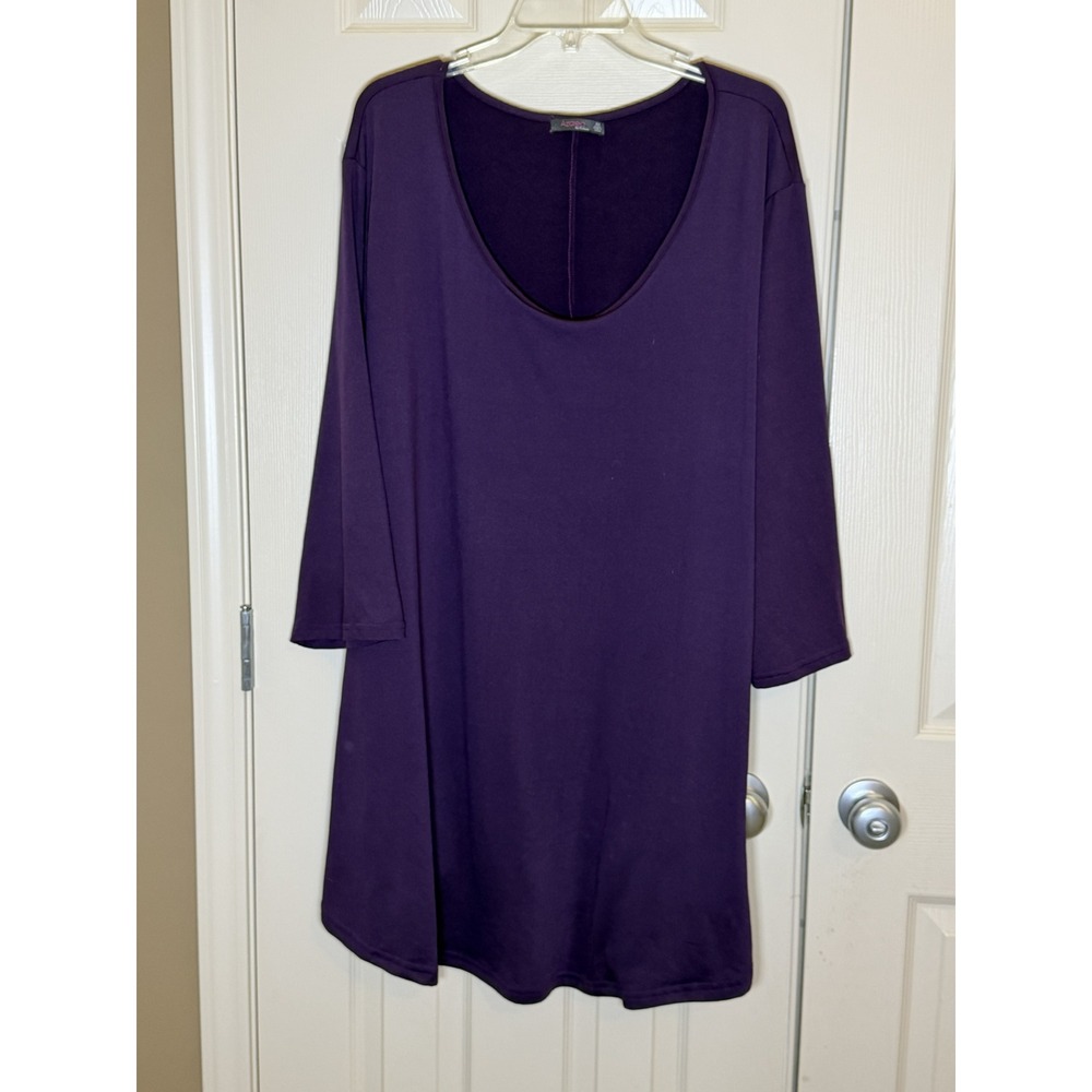 Azalea by Firmiana Tunic‎ Women 4X Purple Good 3/4 Sleeve Scoop Neck Z186958